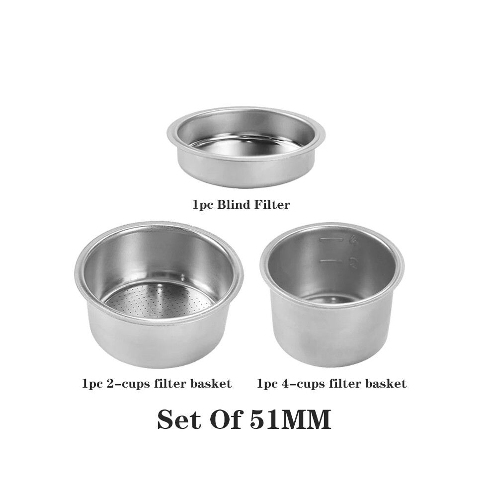 Panier filtre à café de remplacement en acier inoxydable (51 mm) pour machine à expresso sans fond Delonghi