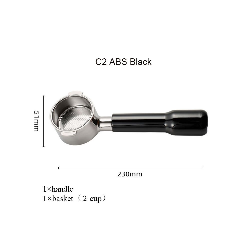 Porte-filtre à café nu (C2 ABS noir) 51 mm à 2 oreilles pour Delonghi EC200/EC221/ECP33.21/ECO310 en