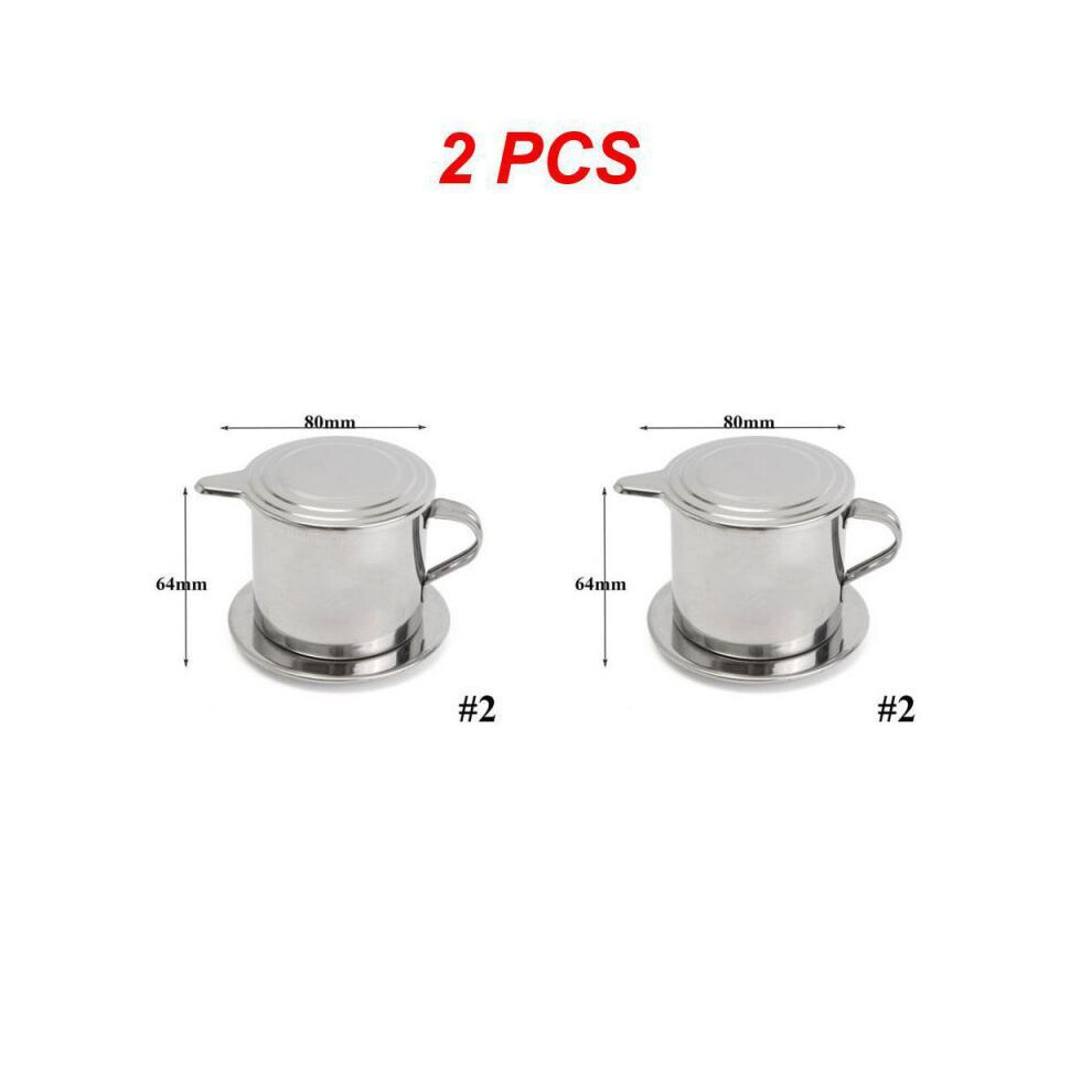 (02 2pcs) Filtre à café en acier inoxydable Tasse à infusion Machine à café vietnamienne Pot à café