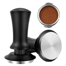 (Base filettata nera - 58 mm) Pressino per caffè espresso da 51 mm, 53 mm, 58 mm, in acciaio inossidabile,