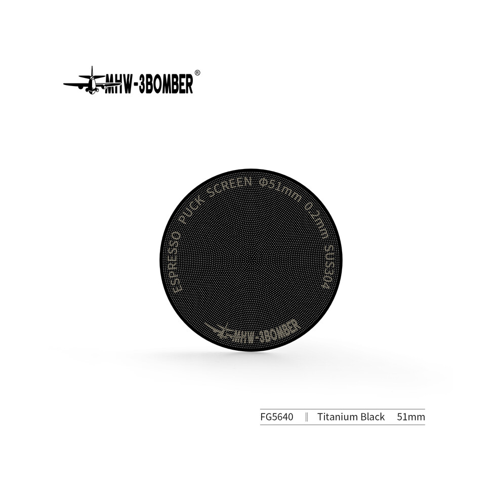 (51 mm noir 0,2 mm) MHW-3BOMBER Espresso Puck Screen 0,8/0,2 mm d'épaisseur en acier inoxydable réutilisable