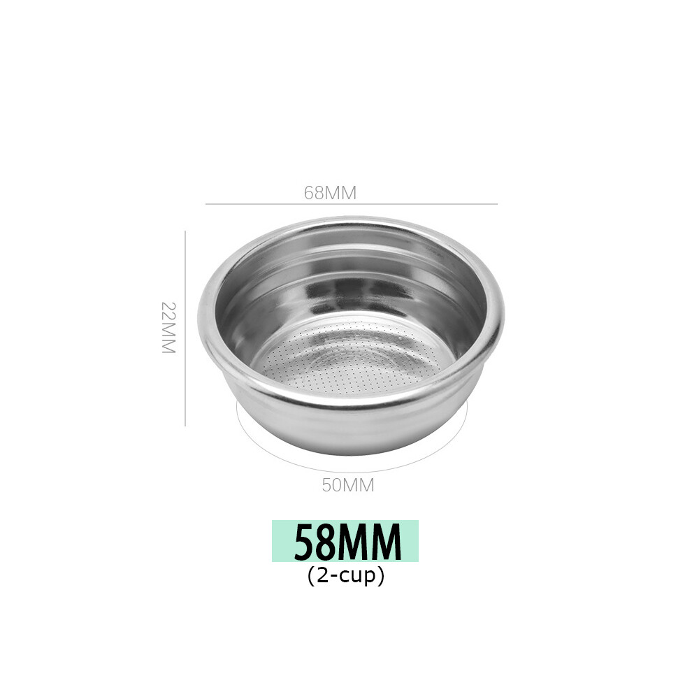 Panier filtre à café non pressurisé (58 mm, 2 tasses) de remplacement pour porte-filtre à expresso Delonghi