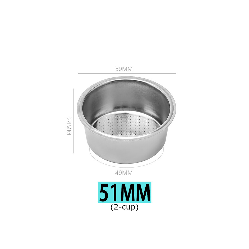 51 mm  2 Tassen Kaffeefilterkorb ohne Druck Ersatz f&uuml;r Delonghi Breville E61 Siebtr&auml;ger Espresso