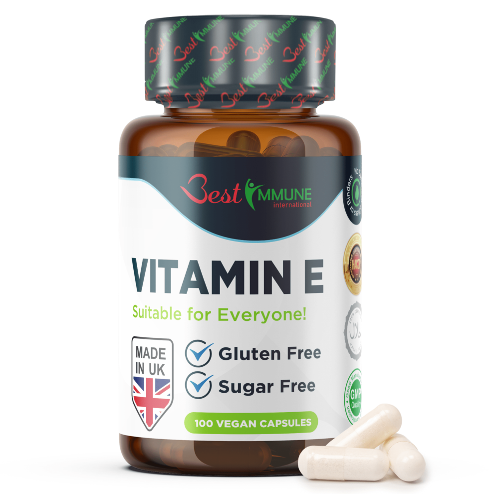 Best Immune International 100% Natural Vitamin E 500Iu Improved Formula Premium Natural Product Ideal Strength 100 Vegan Capsules Highest Bioavailability