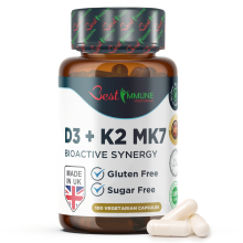 Vitamin D3 2000IU K2 MK7 100mcg Natural Premium Quality 100 Capsules Immune Support Perfect Proportions Maximum Absorption