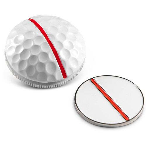 On Point Golf Ball Marker Rail Dimpled Dome Red