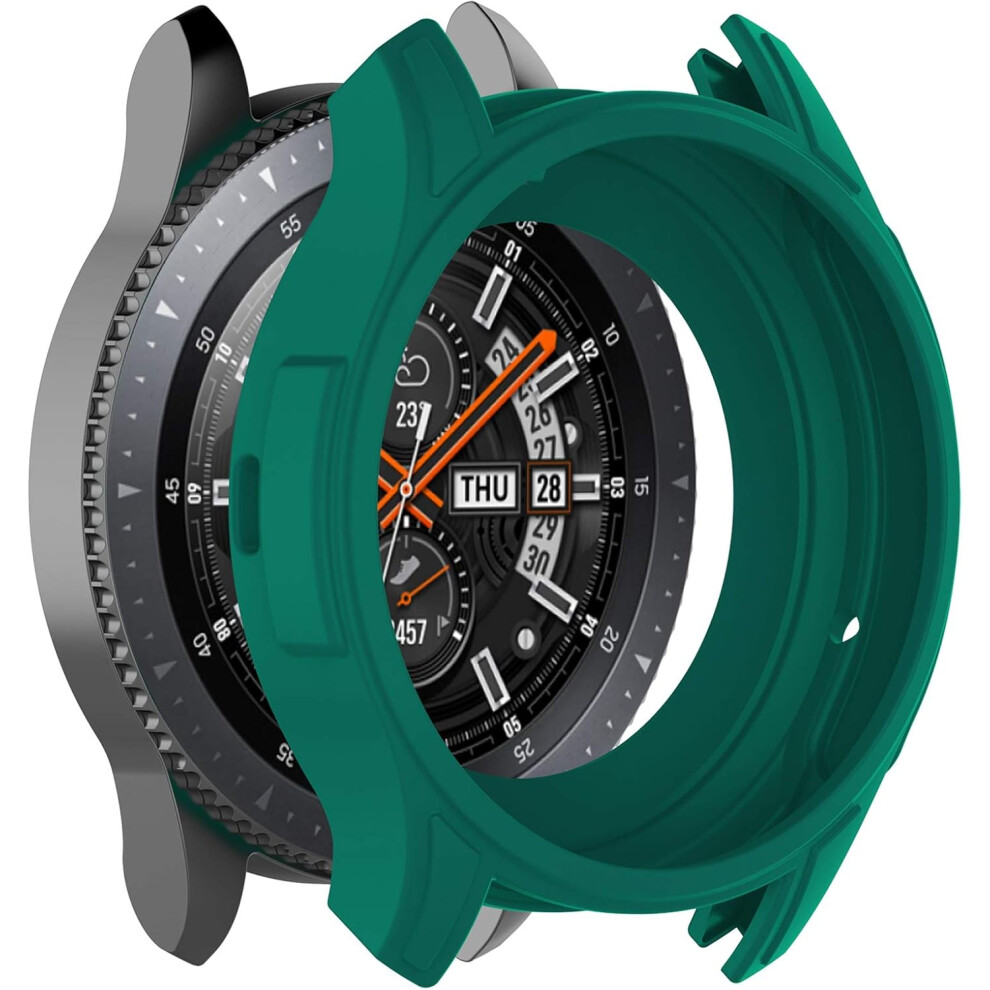 (Teal) Soft Silicone Protector Case Cover Shell Protective Frame Skin for Samsung Galaxy Gear S3 Frontier & SM-R800 46mm Smart Watch