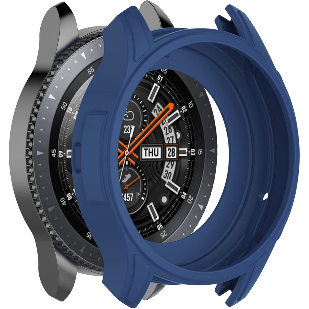 (Blue) Soft Silicone Protector Case Cover Shell Protective Frame Skin For Samsung Galaxy Gear S3 Frontier & Sm-R800 46Mm Smart Watch Blue