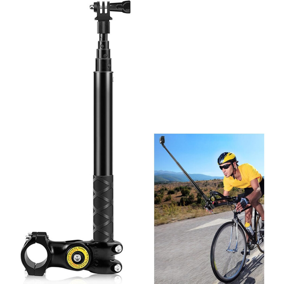 Motorcycle Bicycle Handlebar Clamp Mount with Extension Rod for DJI Osmo Action 5 Pro for Insta360 X4 for GoPro Action Camera Bike Front Head Bracket
