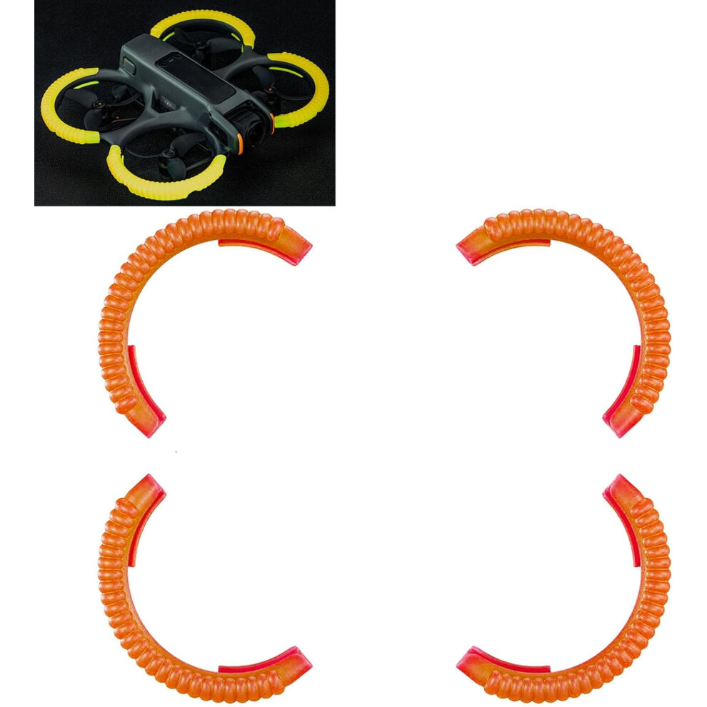 (Fluorescent Orange) Propeller Guard Anti-collision Covers for DJI AVATA2 Drone Propellers Protector Bumper Ring Fluorescent Protective Covers TPU Ski