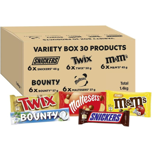 Mixed Bulk Chocolate Box, M&M's Peanuts 1.4kg - 30 Full-Size