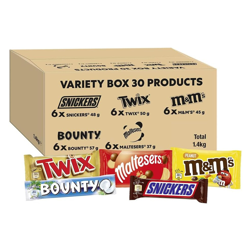 Kidzbuzz Mixed Bulk Chocolate Box, M&M's Peanuts 1.4Kg - 30 Full-Size