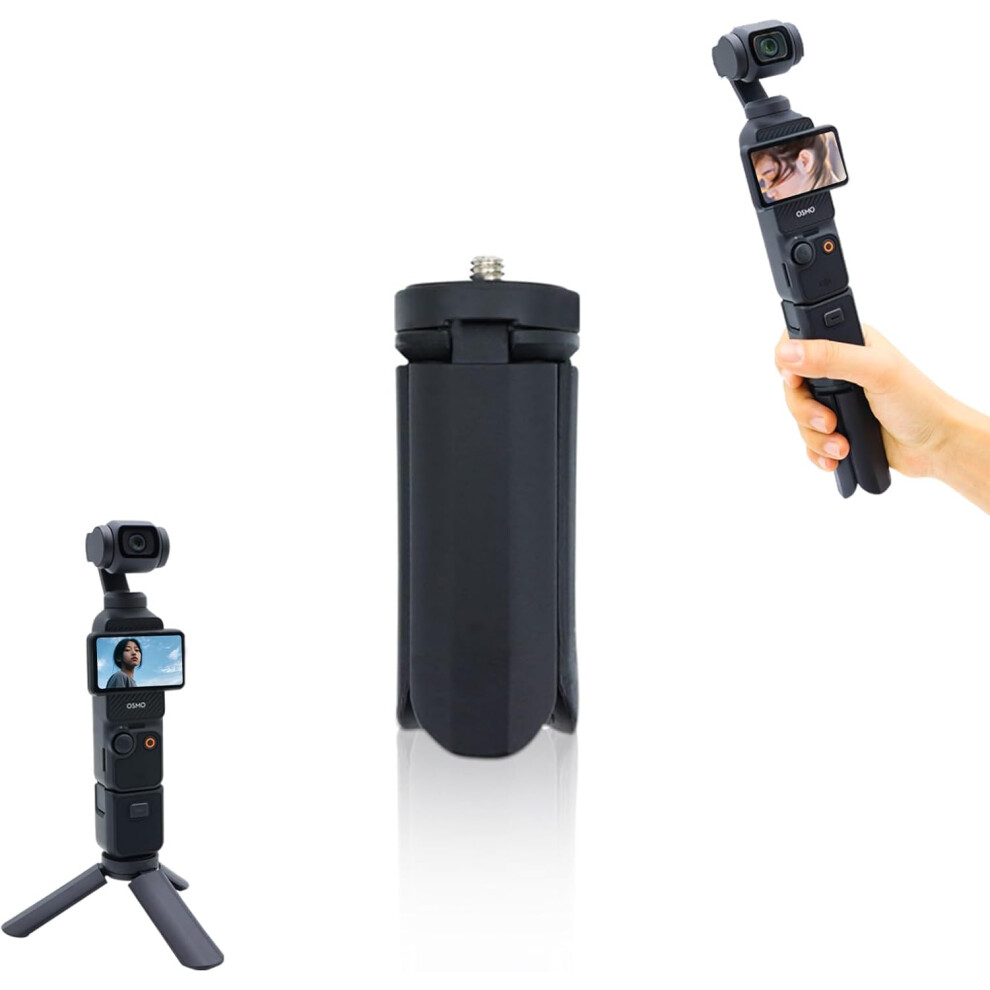 Portable Mini Tripod for DJI Osmo Pocket 3 Camera Foldable Desktop Stand Bracket Support Handheld Mount Holder Extension Handle with 1/4" Screw Interf