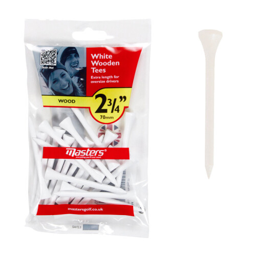 Masters Masters Wood Golf Tees 2 3/4 White Bag 20