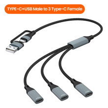 (2 σε 1 έως 3 τύπου c) Elough Type C HUB USB Splitter Connector OTG Adapter USB/USB C to Type