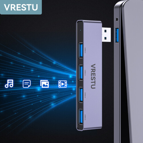 (Γκρι δεξιά πλευρά) Συμβατό σταθμό σύνδεσης USB σε 4 USB 2.0 3.0 HUB 1
