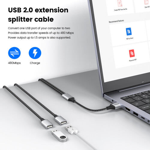 (Α έως 2 USB 0,25 m) USB σε 3 USB 2.0 HUB Προσαρμογέας πολλαπλών διαχωριστών 2