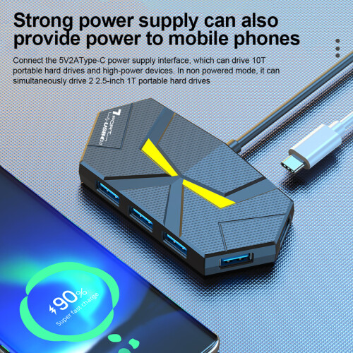 (1,2M 7-σε-1 Μαύρο) 7 Θύρες USB 3.0 HUB USB Docking Station USB Splitter Adapter 5Gbps High 2