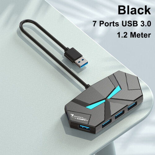 (1,2M 7-σε-1 Μαύρο) 7 Θύρες USB 3.0 HUB USB Docking Station USB Splitter Adapter 5Gbps High