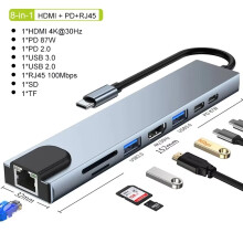 (8 w 1 koncentrator USB C) 8 w 1 koncentrator USB typu C Adapter USB 3.1 do 4K HDMI z czytnikiem kart