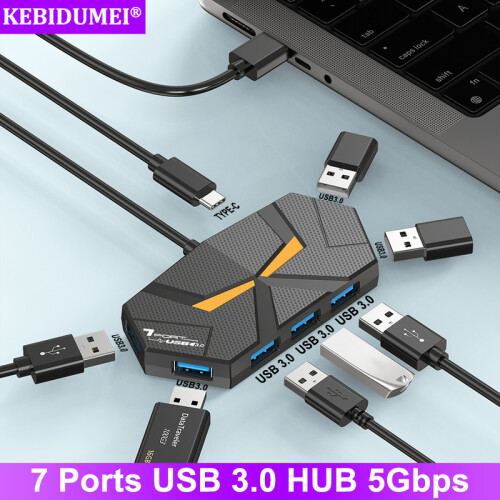 (1,2M 7-σε-1 Λευκό) 7 Θύρες USB 3.0 HUB USB Docking Station USB Splitter Adapter 5Gbps High 1