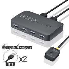 (2 wejścia, 4 wyjścia) Przełącznik KVM Przełącznik USB Współdzielony kontroler Hub Adapter USB 2.0 4