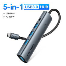 (HUB USB 3.0 5 w 1) HUB USB C Vention 4K60Hz Typ C do HDMI RJ45 PD 100 W, kompatybilny z Macbookiem