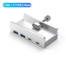 (2 USB 2 TYPE C) 6-w-1 koncentrator USB 3.0 typu clip-type z zasilaczem, rozdzielacz USB 3.0, adapter