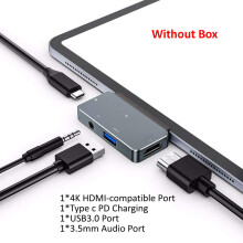 (4 w 1 bez pudełka) OUTMIX Hub USB C do adaptera 4K HDMI z portem USB-C PD USB 3.0 i gniazdem 3,5 mm