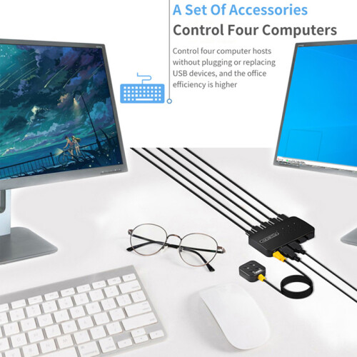(4 είσοδοι 4 έξοδοι) Διακόπτης KVM Διακόπτης USB Κοινόχρηστος προσαρμογέας 2