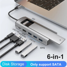 (6-w-1 SATA HUB) 8-w-1 USB Hub z funkcją przechowywania danych na dysku SSD M.2 SATA NVME USB typu C