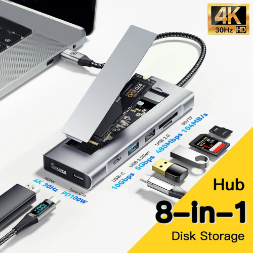 (6-σε-1 SATA HUB) Διανομέας USB 8-σε-1 με Λειτουργία αποθήκευσης δίσκου 1