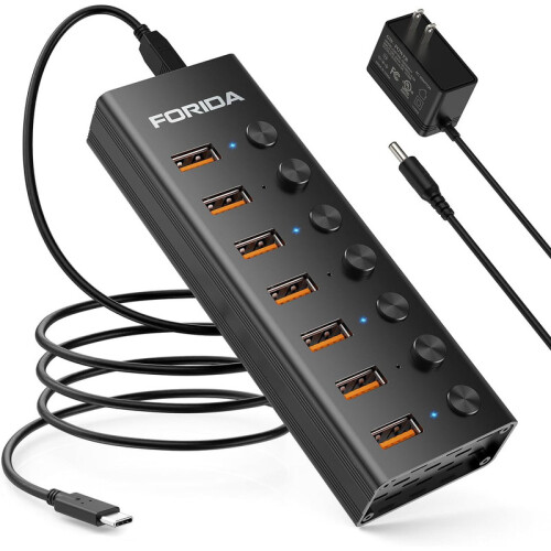 (4 θύρες EU 10 Gbps C) συμβατό IDA 7 θύρες USB A Σταθμοί σύνδεσης 10 Gbps Power 1