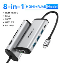 (8-i-1 HDMI RJ45)Vention USB C HUB Typ C till USB 3.0 Dockstation USB C HDMI RJ45 4K-kompatibel MacBook