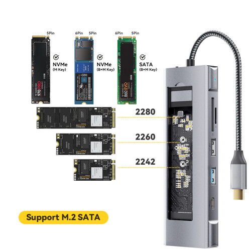 (Μοντέλο M.2 SSD 6 σε 1) Διανομέας USB 8 σε 1 με λειτουργία αποθήκευσης 2