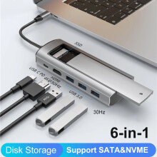 (6-i-1 M.2 SSD-modell)8-i-1 USB-hubb med disklagringsfunktion SSD M.2 SATA NVME USB Typ C till HDMI-kompatibel