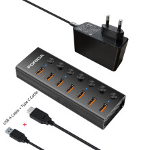 (KR 10Gbps 2 Kabel)kompatibel IDA 7 Port USB A Dockningsstationer 10Gbps Power USB 3.2 Hub Splitter