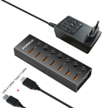 (EU 10Gbps 2-kabel)kompatibel IDA 7 Port USB A Dockningsstationer 10Gbps Power USB 3.2 Hub Splitter