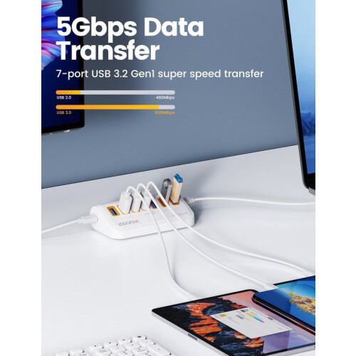 (10Gbps-02-0,5m)IDSONIX USB HUB 7 Θύρες Πολλαπλές υποδοχή USB3.2 HUB Τύπος C Σταθμός 2
