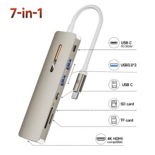 (7 σε 1 Typec Hub Gold)Toocki USB HUB 4K HDMI Προσαρμογέας USB C σε 5Gbps USB3.0/ SD/TF