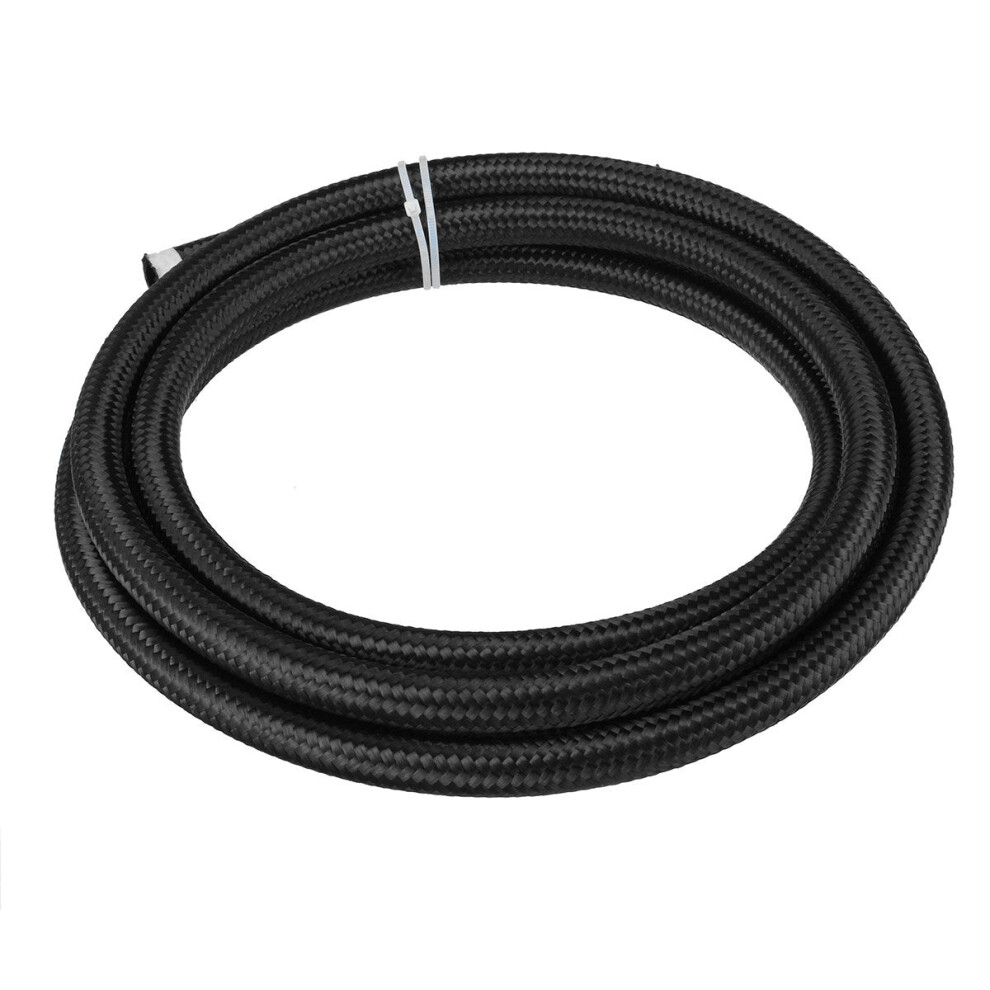 (An8) 10Ft An4 An6 An8 An10 Fuel Hose Oil Gas Line Ptfe Nylon Stainless Steel Braide Black 1138392171844