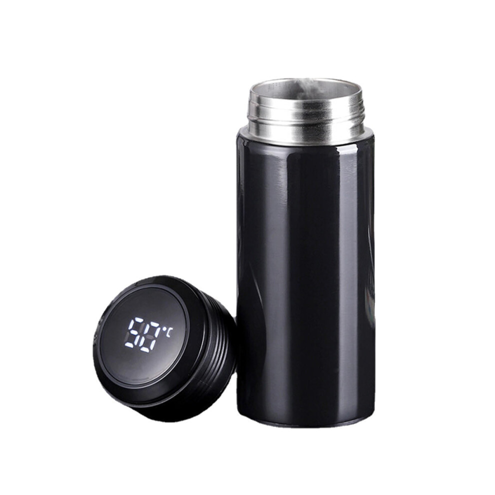(Black) 300ml Smart Touch Insulated Stainless Steel Vacuum Water Bottle Temperature Display
