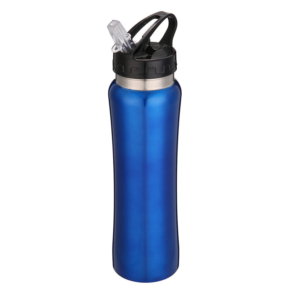 (Blue) Insulated Stainless Steel Sports Water Bottle Leakproof 550ml Vacuum Thermos Cup