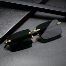 (schwarz) Randlose Brille mit quadratischem Rahmen, hochauflösende Sonnenbrille für Herren und Damen,