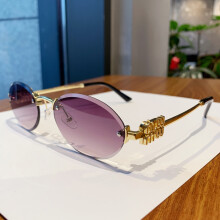 (Grau)Sonnenbrille mit ovalem Rahmen, neue randlose, geschnittene Persönlichkeitsbrille, Sinn für modisches