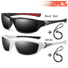 (SchwarzRot-Weiß) Männer und Frauen Outdoor-Sport polarisierte Sonnenbrille mit Kette Radfahren Klettern
