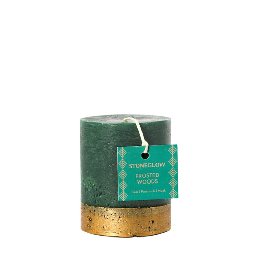 Stoneglow Candles Scented Short Pillar Candle Frosted Woods (Pear Patc