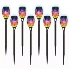 (8 stuks) Solar Flame Torch Lights Flikkerend Licht Waterdicht Tuindecoratie Buiten Gazon Pad Yard