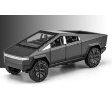 (Grijs) 1:36 Tesla Cybertruck Legering Automodel Gegoten Voertuigen Speelgoedauto's Geluid Licht Pickup