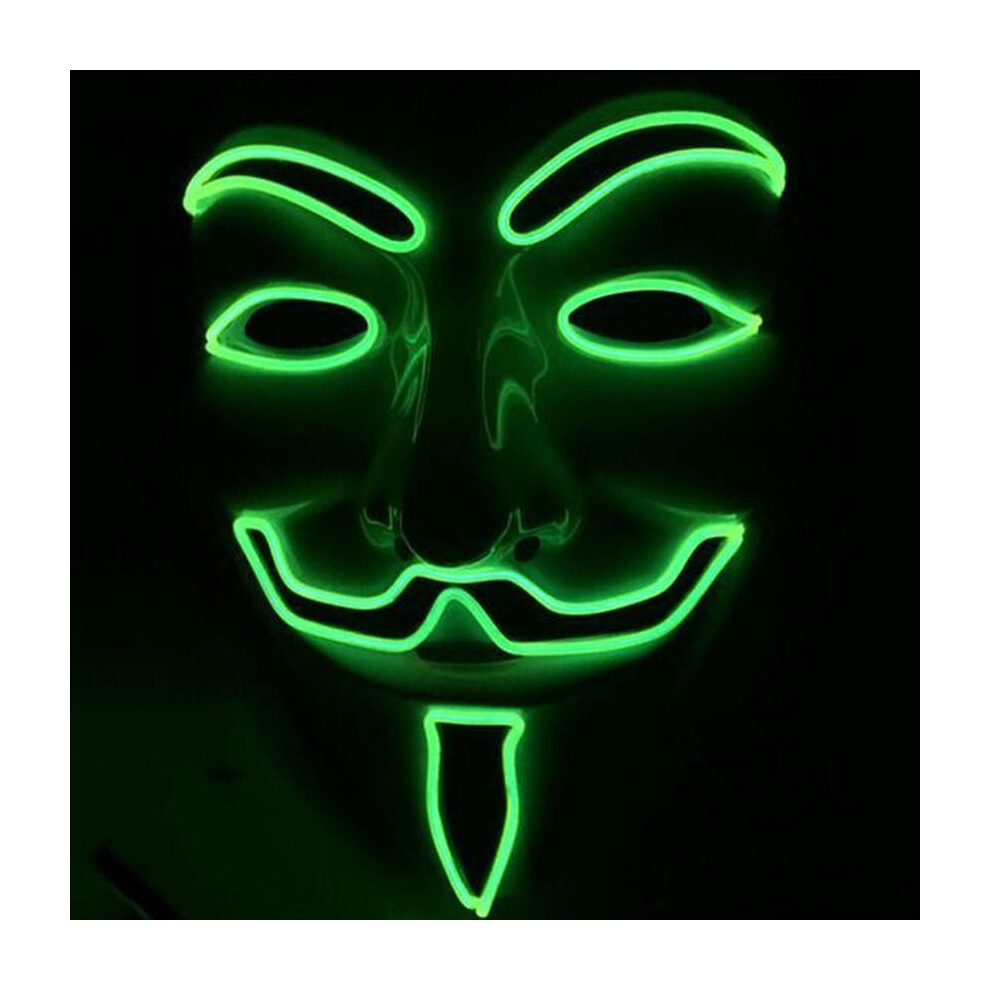 (Green) Light El Led Up Mask V For Vendetta Anonymous Guy Fawkes Cosplay Costume Props-image-OPC-PGXKWPR-NEW
